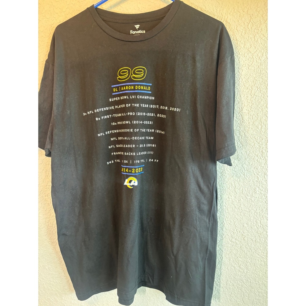 Fanatics Aaron Donald Rams Super Bowl Champion T-Shirt Black XL